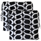 Kuber Industries Geometric Seamless Pattern Microfiber Square Chair Pad Seat Cushion for Rocking Chair, Office Chair, Dinning Chair, Indoor/Outdoor with Ties, 18 * 18 Inch- Pack of 2 (Black)